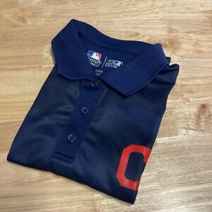 Mens MLB‎ TX3 Cool performance shortsleeved Cleveland Baseball Polo Large navy